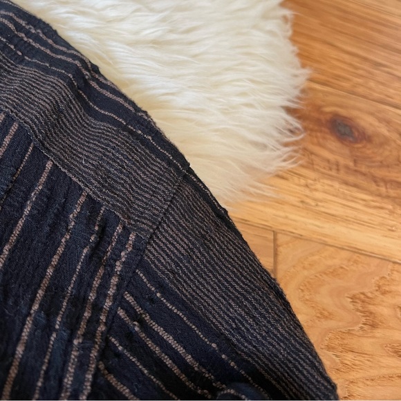 Free People Striped Button Up Tunic Black Brown XS - Picture 5 of 10